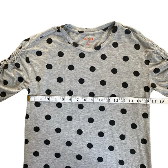 Cat & Jack | Kid’s Grey and Black Polka Dot Tshirt with Sleeve Detail Size L - Picture 2 of 7